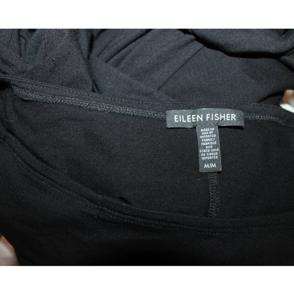 Eileen Fisher Black Jersey Knit Asymmetric Hem Tunic Tee size M - Picture 3 of 3